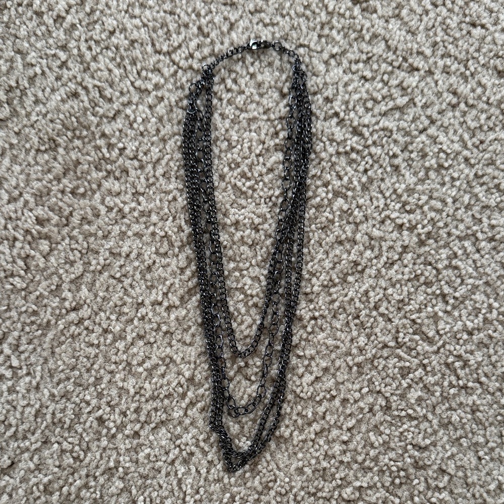 Dark Silver Multi-Strand Necklace